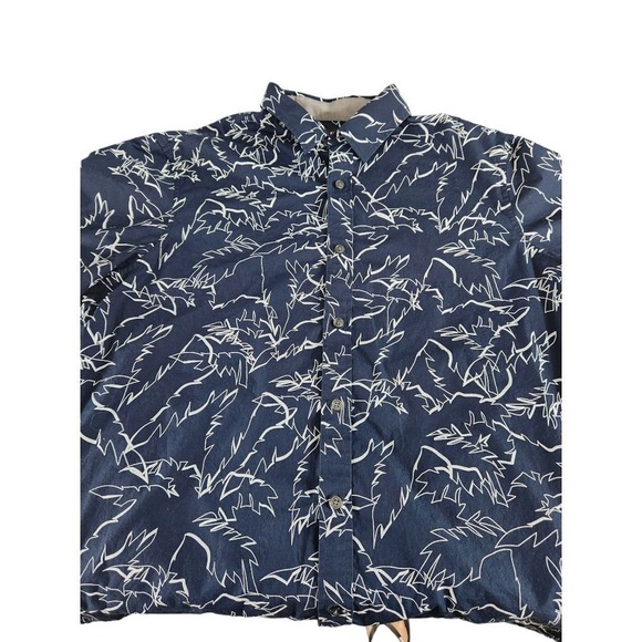 Michael kors blue palm leaf button up short sleeve large shirt - Picture 5 of 9